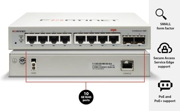 FortiSwitch-108F: es un switch gestionado gigabit compacto, fanless, ideal para pequeñas oficinas y despliegues SD-Branch con integración FortiGate. - imagen 2