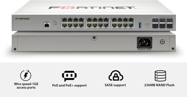 Fortinet FortiSwitch 124G‑FPOE: switch gestionado con 24 puertos Gigabit PoE+ y 4 uplinks SFP+ 10GbE, ideal para acceso seguro integrado con FortiGate y gestión centralizada. - imagen 2