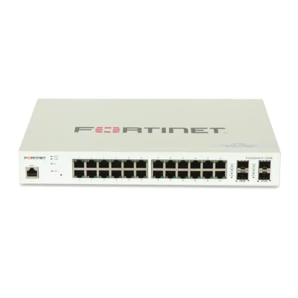 FortiSwitch-224E: Switch de acceso gestionado Fortinet FortiSwitch-224E con 24x Gigabit y uplinks SFP, optimizado para integración con FortiGate (FortiLink) en redes empresariales. - imagen 1