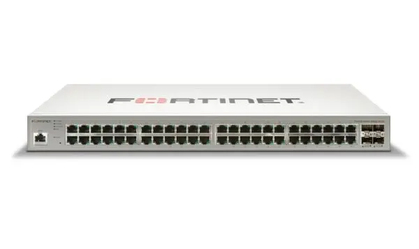 FortiSwitch-248E-POE: Switch de acceso Gigabit gestionado por FortiGate (FortiLink) con 48 puertos PoE+ y 4 uplinks SFP para redes empresariales seguras y escalables. - imagen 1