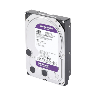 WD Purple 3TB@5400RPMs 3.5″ — Western Digital HDD: Cache:64MB | SATA 6Gb/s | Videovigilancia - imagen 2