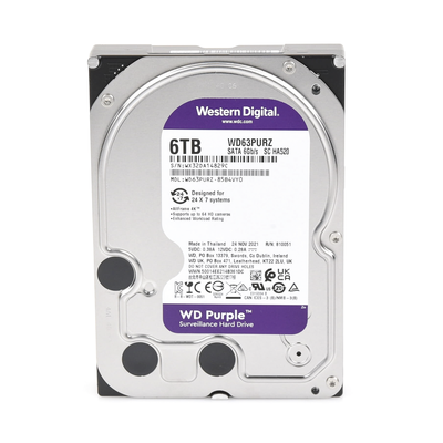 WD Purple 6TB@5400RPMs 3.5″ — Western Digital HDD: Cache:128MB | SATA 6Gb/s | Videovigilancia - imagen 2