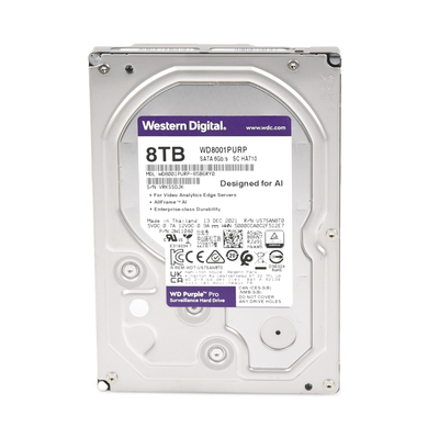 WD Purple 8TB@7200RPMs 3.5″ — Western Digital HDD: Cache:64MB | SATA 6Gb/s | Videovigilancia - imagen 2