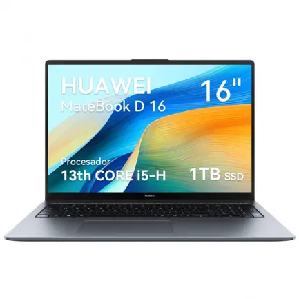 MateBook D16 — Laptop HUAWEI: 16″ Pulgadas | Intel Core i5-13420H | 16GB RAM | 1TB SSD | Gris | Sin SO - imagen 1