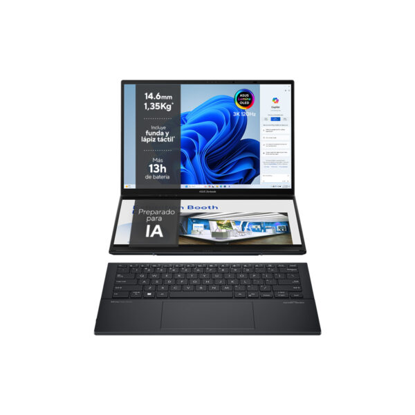 ZenBook Duo UX8406CA-PZ166X — Laptop Asus: 14″ Pulgadas 2.8K OLED Touch 120Hz | Intel Core Ultra 9 285H | Intel Arc 140T | 32GB RAM | 1TB SSD | Gris | Windows 11 Home - imagen 2