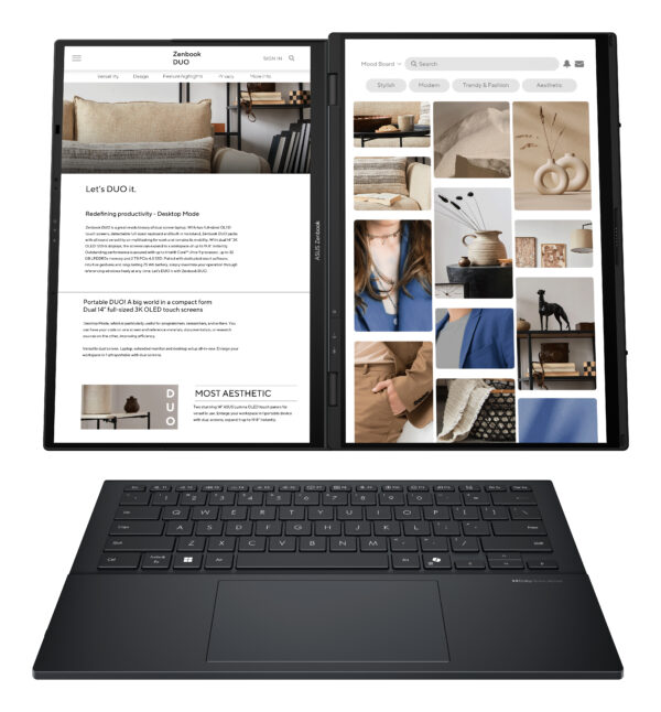 ZenBook Duo UX8406CA-PZ166X — Laptop Asus: 14″ Pulgadas 2.8K OLED Touch 120Hz | Intel Core Ultra 9 285H | Intel Arc 140T | 32GB RAM | 1TB SSD | Gris | Windows 11 Home - imagen 7
