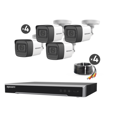 Kit TURBOHD 5 Megapixel / DVR 4 Canales / 4 Cámaras de 5 Megapixel con Micrófono Integrado / 4 Cables 18 Metros / Fuente de Poder Profesional - imagen 1