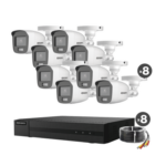 Kit TurboHD 1080p / DVR 8 Canales / 8 Cámaras Bala ColorVu con Microfono Integrado / Fuente de Poder / Accesorios de Instalación miniatura 1