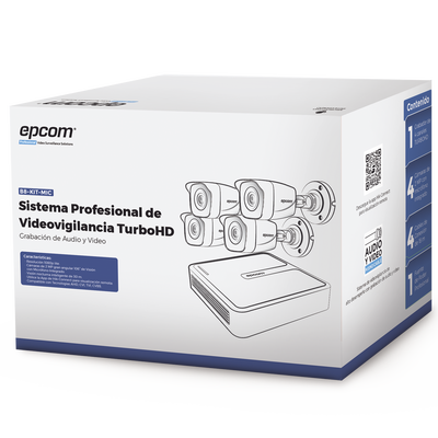 (MICRÓFONO Integrado) Kit TurboHD 1080p Lite / DVR 4 canales / Audio por Coaxitron / 4 Cámaras Bala de Metal con Micrófono Integrado - imagen 2
