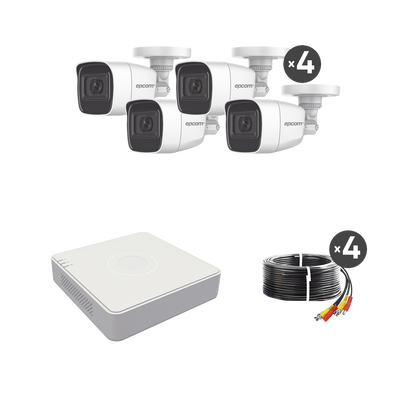 (MICRÓFONO Integrado) Kit TurboHD 1080p Lite / DVR 4 canales / Audio por Coaxitron / 4 Cámaras Bala de Metal con Micrófono Integrado - imagen 1
