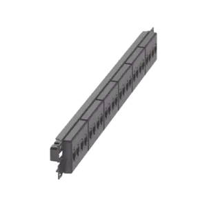 Panel de Parcheo con 24 Acopladores Mini-Com, Plano, Categoría 5e, de 1 UR, Color Negro