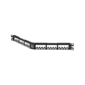Panel de Parcheo Modular Mini-Com (Sin Conectores), Angulado, Totalmente Blindado, de 24 Puertos, 1UR