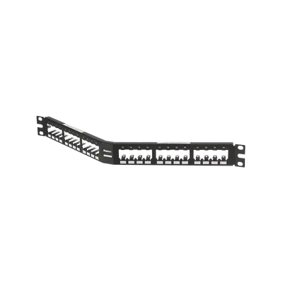 Panel de Parcheo Modular Mini-Com (Sin Conectores), Angulado, Totalmente Blindado, de 24 Puertos, 1UR - imagen 1
