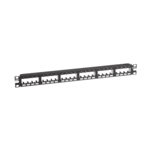 Panel de Parcheo Modular Mini-Com (Sin Conectores), Plano de Instalación al Ras, Sin Blindaje, de 24 Puertos, 1UR
