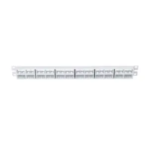 Panel de Parcheo Modular Mini-Com (Sin Conectores), Plano, Sin Blindaje, Alta Densidad, de 48 Puertos, Color Blanco, 1 UR