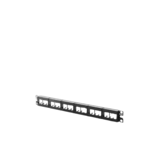 Panel de Parcheo Modular Mini-Com (Sin Conectores), Plano, Sin Blindaje, Con Etiqueta y Cubierta, de 24 Puertos, 1UR