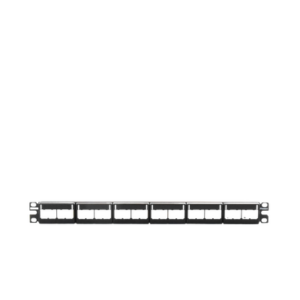 Panel de Parcheo Modular Mini-Com (Sin Conectores), Plano, Sin Blindaje, Con Etiqueta y Cubierta, de 24 Puertos, 1UR