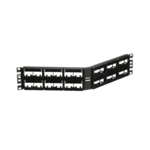 Panel de Parcheo Modular Mini-Com (Sin Conectores), Angulado, Sin Blindaje, Con Etiqueta y Cubierta, de 48 Puertos, 2UR