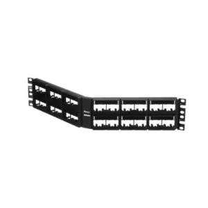 Panel de Parcheo Modular Mini-Com (Sin Conectores), Angulado, Sin Blindaje, Con Etiqueta y Cubierta, de 48 Puertos, 2UR