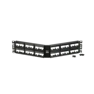 Panel de Parcheo Modular Mini-Com (Sin Conectores), Angulado, Sin Blindaje, Con Etiqueta y Cubierta, de 48 Puertos, 2UR