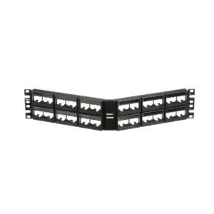 Panel de Parcheo Modular Mini-Com (Sin Conectores), Angulado, Sin Blindaje, Con Etiqueta y Cubierta, de 48 Puertos, 2UR