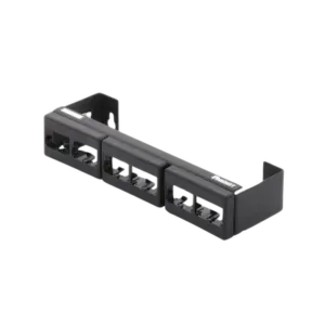 Panel de Parcheo Modular (Sin Conectores), de 12 Puertos Mini-Com, Instalación en Pared con Montaje Incluido, Color Negro