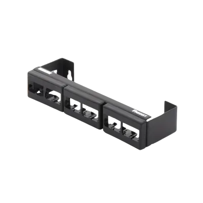 Panel de Parcheo Modular (Sin Conectores), de 12 Puertos Mini-Com, Instalación en Pared con Montaje Incluido, Color Negro - imagen 2