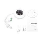 Mini Fisheye IP 5 Megapixel / Panorámica 180° – 360° / Microfono Integrado / 8 mts IR / Uso en Interior / PoE / Múltiples Vistas por iVMS-4200 / Alarmas I/O / Micro SD miniatura 8