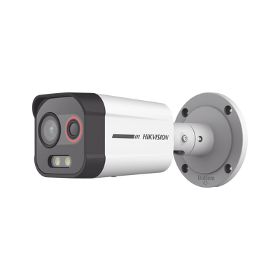 Cámara Bala IP Térmica y Óptica Biespectral / Análisis de Video (VCA) para Protección Perimetral / Clasifica Vehículo/Humano / Térmica 96 x 72 / Óptica 4 MP ColorVu / IP67 / Audio y Alarma Visual - imagen 1