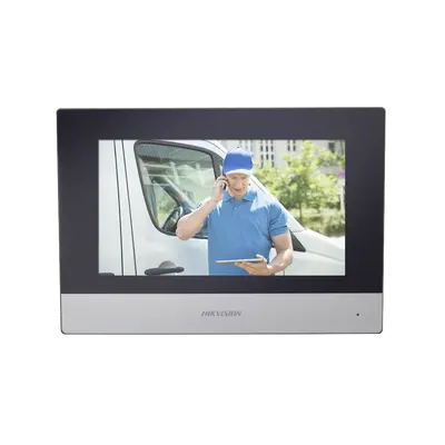Monitor Hibrido IP WiFi Touch Screen 7″ para DS-KIS303P / Vídeo en Vivo / PoE Estándar / Apertura Remota / Llamada Entre Monitores / Audio de dos vías / Policarbonato - imagen 1