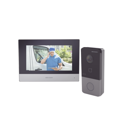 Kit de Videoportero IP Poe Estandar con llamada a App de Smartphone (HikConnect) / Apertura con tarjeta MIFARE / Frente de calle IP65 / Soporta 1 Departamento - imagen 1