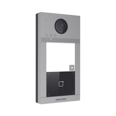 Videoportero IP 2 Megapixel / Llamada y Apertura Remota desde App Hik-Connect / PoE / Exterior IP65 + Antivandalico IK08 / 1 Departamento / Apertura con Tarjeta / Soporta 2 Puertas y hasta 6 Monitores - imagen 1
