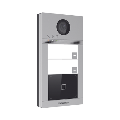 Videoportero IP 2 Megapixel / Llamada y Apertura Remota desde App Hik-Connect (requiere monitor) / PoE / Exterior IP65 + Antivandalico IK08 / 2 Departamentos / Apertura con Tarjeta / Soporta 2 Puertas y hasta 6 Monitores - imagen 1