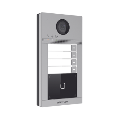 Videoportero IP 2 Megapixel / Llamada y Apertura Remota desde App Hik-Connect (Requiere monitor )/ PoE / Exterior IP65 + Antivandalico IK08 / 4 Departamento / Apertura con Tarjeta / Soporta 2 Puertas y hasta 6 Monitores - imagen 1