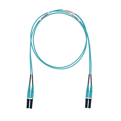 Jumper de Fibra Optica Multimodo 50/125 OM3, LC-LC Duplex, LSZH (Cero Halógenos), Color Aqua, 3 Metros (9.84 Pies) - imagen 1