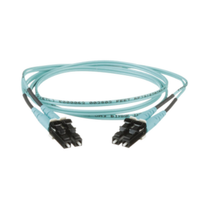 Jumper de Fibra Optica Multimodo 50/125 OM3, LC-LC Duplex, OFNR (Riser), Color Aqua, 0.50 Metros (1.64 Pies)
