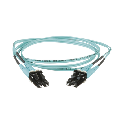 Jumper de Fibra Optica Multimodo 50/125 OM3, LC-LC Duplex, OFNR (Riser), Color Aqua, 1 Metro (3.28 Pies) - imagen 1