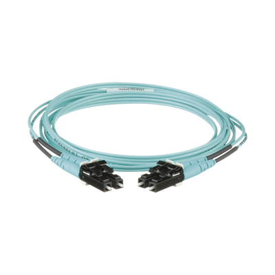 Jumper de Fibra Optica Multimodo 50/125 OM3, LC-LC Duplex, OFNR (Riser), Color Aqua, 2 Metros (6.56 Pies) - imagen 1