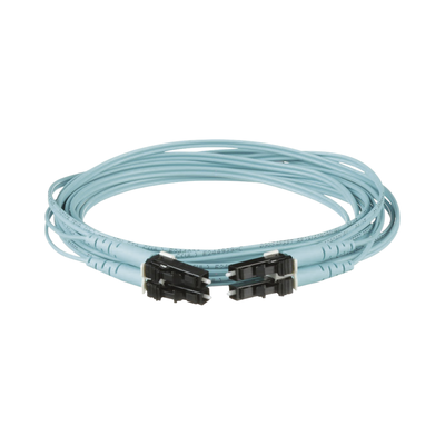 Jumper de Fibra Optica Multimodo 50/125 OM3, LC-LC Duplex, OFNR (Riser), Color Aqua, 4 Metros (13.12 Pies) - imagen 1