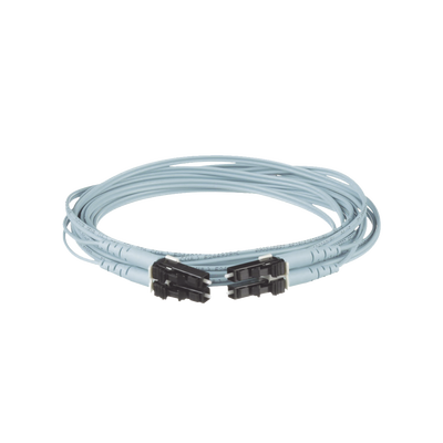 Jumper de Fibra Optica Multimodo 50/125 OM3, LC-LC Duplex, OFNR (Riser), Color Aqua, 7 Metros (22.97 Pies) - imagen 1