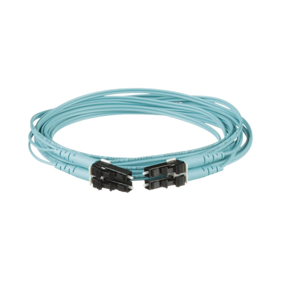 Jumper de Fibra Optica Multimodo 50/125 OM3, LC-LC Duplex, OFNR (Riser), Color Aqua, 9 Metros (29.53 Pies) - imagen 1
