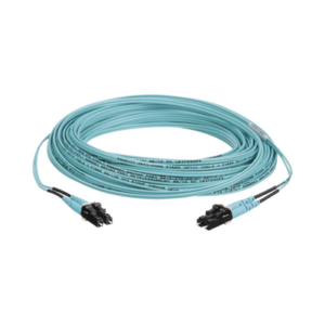 Jumper de Fibra Optica Multimodo 50/125 OM3, LC-LC Duplex, OFNR (Riser), Color Aqua, 15 Metros (49.21 Pies)