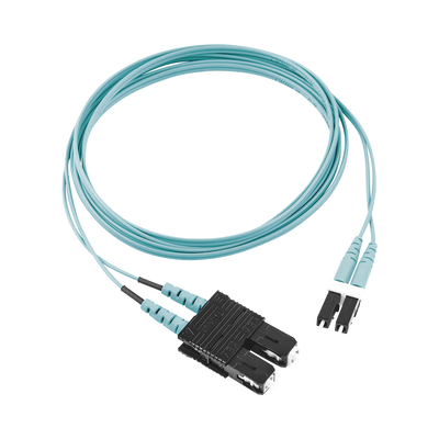 Jumper de Fibra Optica Multimodo 50/125 OM3, LC-SC Duplex, OFNR (Riser), Color Aqua, 2 Metros (6.56 Pies) - imagen 1