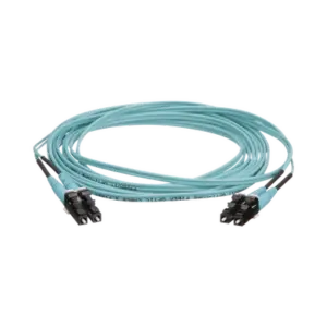Jumper de Fibra Óptica Multimodo 50/125 OM4, LC-LC Duplex, OFNR (Riser), Color Aqua, 4 Metros (13.12 Pies)
