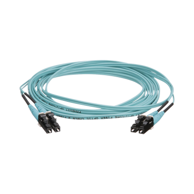 Jumper de Fibra Óptica Multimodo 50/125 OM4, LC-LC Duplex, OFNR (Riser), Color Aqua, 15 Metros (49.21 Pies) - imagen 1
