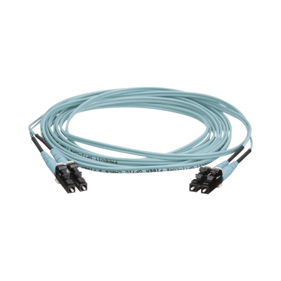 Jumper de Fibra Optica Multimodo 50/125 OM4, LC-LC Duplex, OFNR (Riser), Color Aqua, 20 Metros (65.62 Pies) - imagen 1
