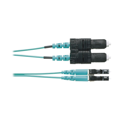 Jumper de Fibra Optica Multimodo 50/125 OM4, LC-SC Duplex, OFNR (Riser), Color Aqua, 3 Metros (9.84 Pies) - imagen 1