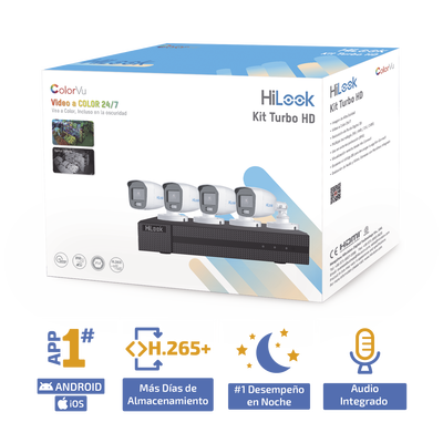 Kit TurboHD 1080p / DVR 4 Canales / 4 Cámaras Bala ColorVu con Micrófono Integrado / Fuente de Poder / Accesorios de Instalación - imagen 2