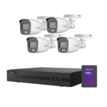 Kit TurboHD 1080p + SSD 1 TB / DVR 4 Canales / 4 Cámaras Bala ColorVu con Micrófono Integrado / Fuente de Poder / Accesorios de Instalación miniatura 1