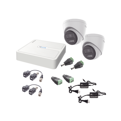 Kit HiLook Audio Bidireccional TurboHD 1080p / DVR 4 Canales / 2 Cámaras Turret (Exterior) con Bocina y Microfóno Integrado / 2 Fuentes de Poder / Accesorios - imagen 1